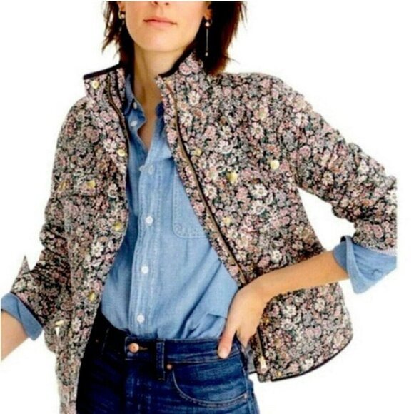 J. Crew Jackets & Blazers - J. Crew x Liberty London Garden Downtown Field Quilted Zip Up Jacket Size S